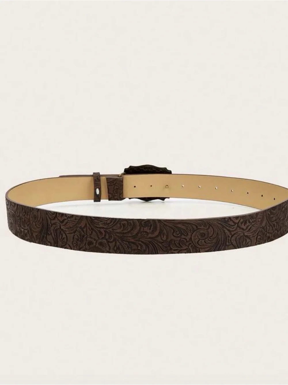 Unisex Western cowboy style belt with animal embossed buckle PU leather